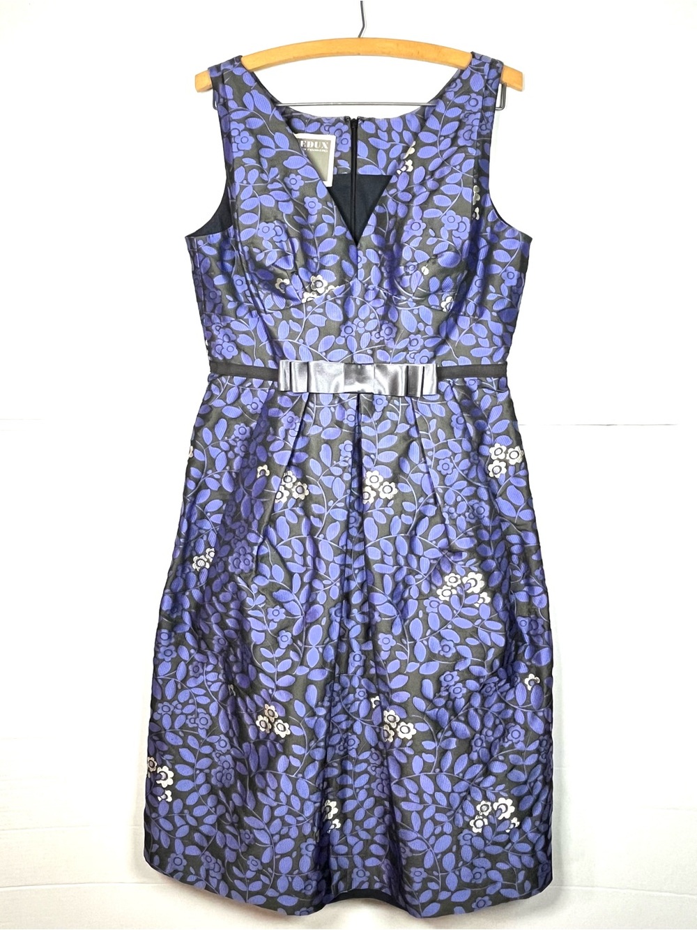 Redux by Charles Chang Lima Floral Fit & Flare Midi Dress with Silver Waist Bow